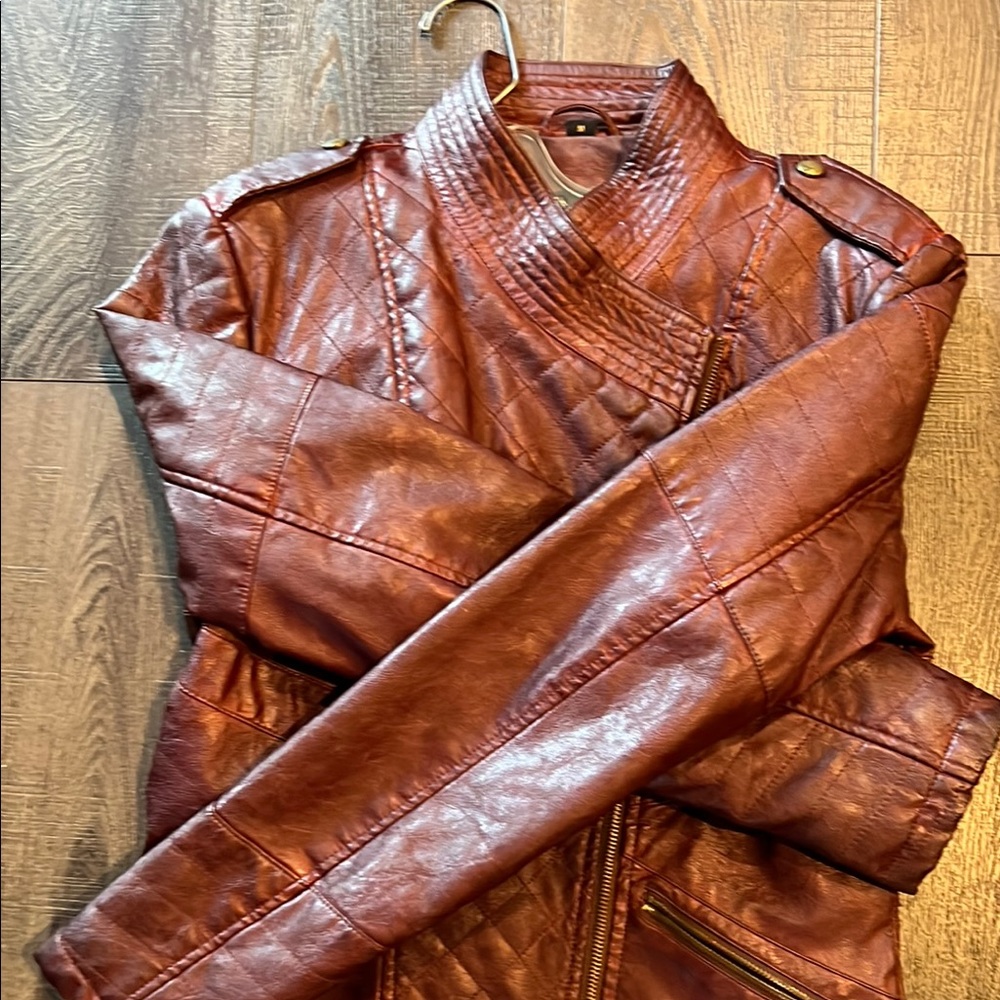 GUESS Women's Mahogany Leather Jacket - Picture 9 of 14
